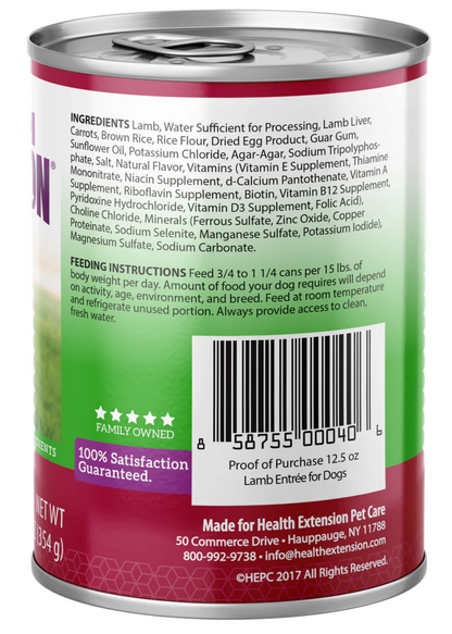 Grain Free Dog Food - Health Extension Lamb Entree 12.5oz 🐑