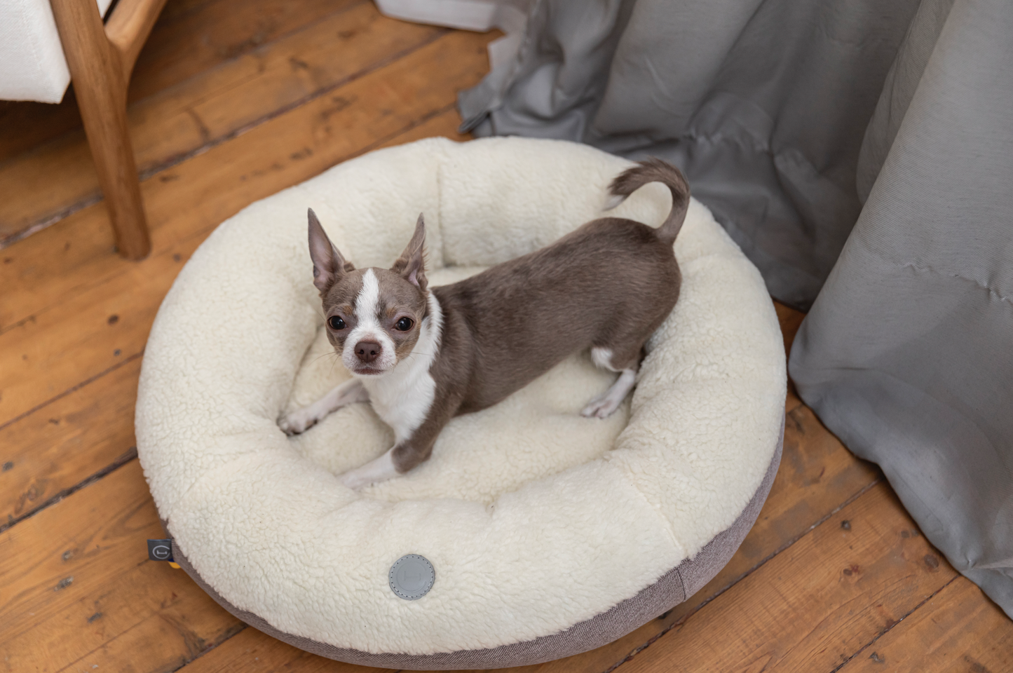 Dog Bed Furry Donut Cuddler Beige