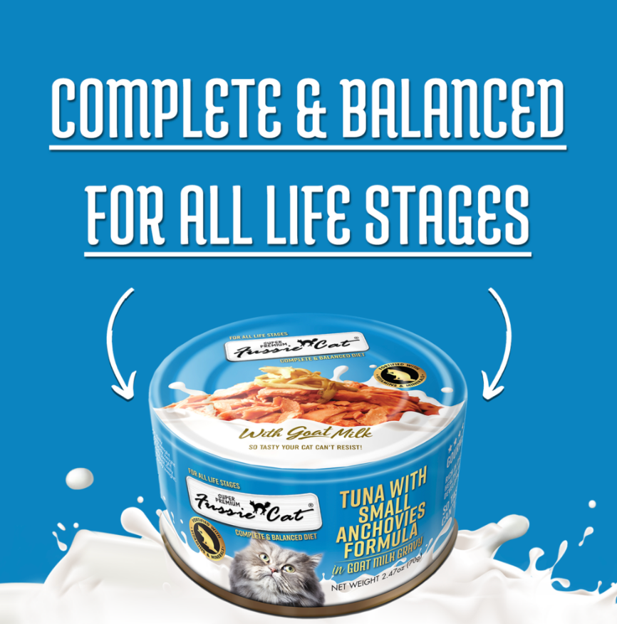 Fussie Cat Tuna with Small Anchovies Formula in Goat Milk Gravy (2.47oz) - Fussie Cat Wet Cat Food - The Family Pet