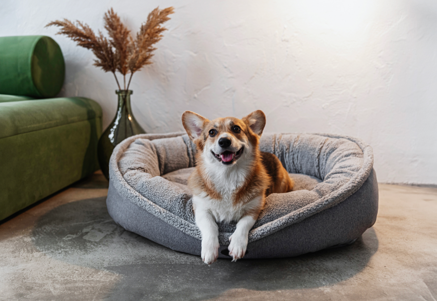 Dog Bed Furry Bagel Shaped Bolster