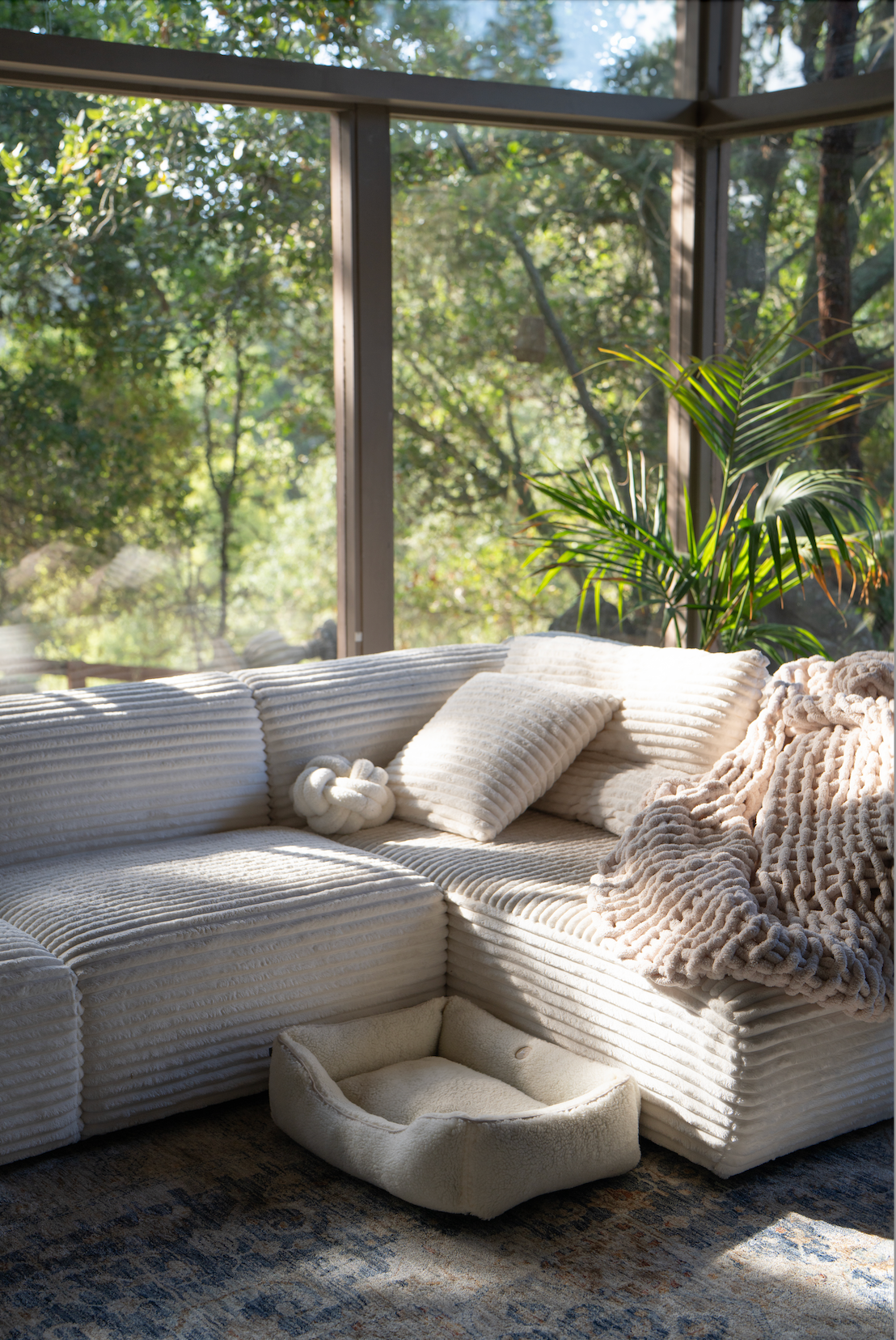 Pet Bed Furry Sleeper Beige Bolster