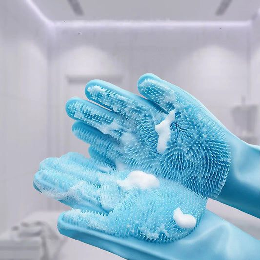 Pet Grooming Bath Gloves – Silicone Hair Remover & Scrubber