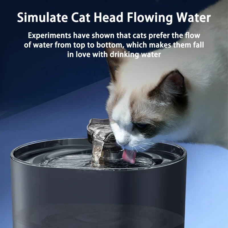 Cat Ear Pet Water Fountain — 2.2L Auto-Recirculating Filter, USB Silent Pump