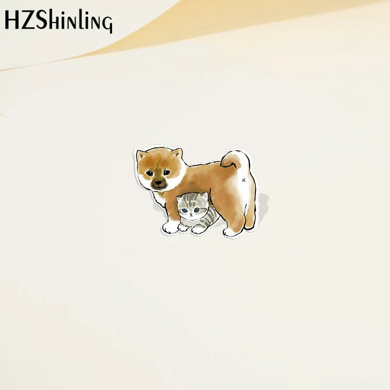Cartoon Pet Acrylic Lapel Pin - Dogs & Cats - Purrfect Pet Kingdom