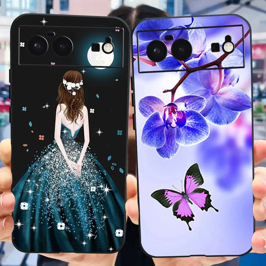 For Cover Google Pixel 6 Case Cute Cat Cartoon Bumper Back