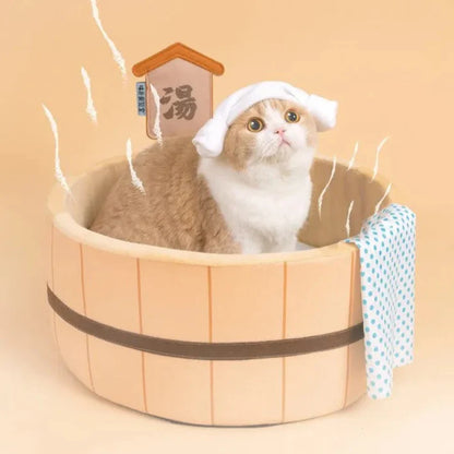Japanese Hot Spring Pet Bed Kawaii 45x45x20cm 🛏️