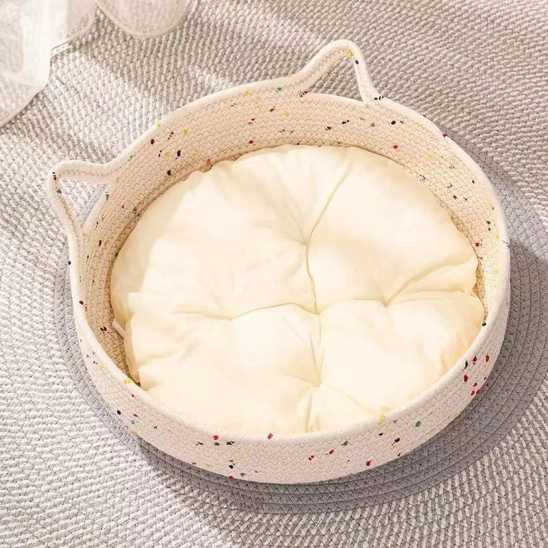 Summer Cat Bed Deep Sleep Comfort - Tent Cave Nest Indoor Mat Basket