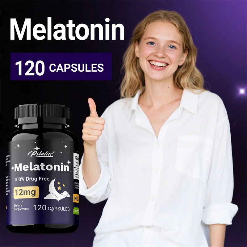 Melatonin 12mg - Relieves Anxiety and Stress, Helps with Deep Sleep, Helps Reduce Insomnia and Trouble Falling Asleep, Non-GMO