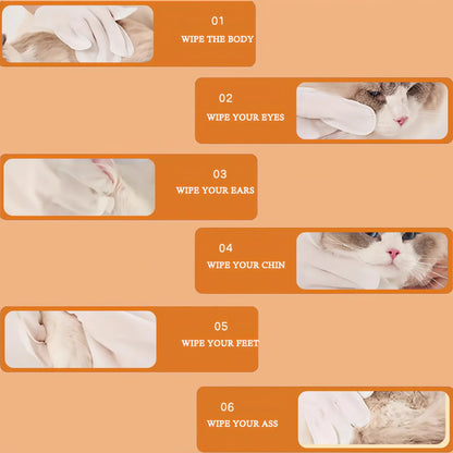 Pet Cleaning Wipes - 96 Count Gentle Disposable Glove Wipes (4 Packs)