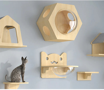 Cat Tower Wood Climbing Hammock Scratch Training 🐱