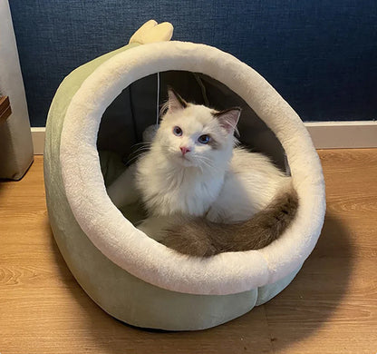 Deep Sleep Cat Bed - Warm Pet Basket Cozy House Kitten Lounger Cave