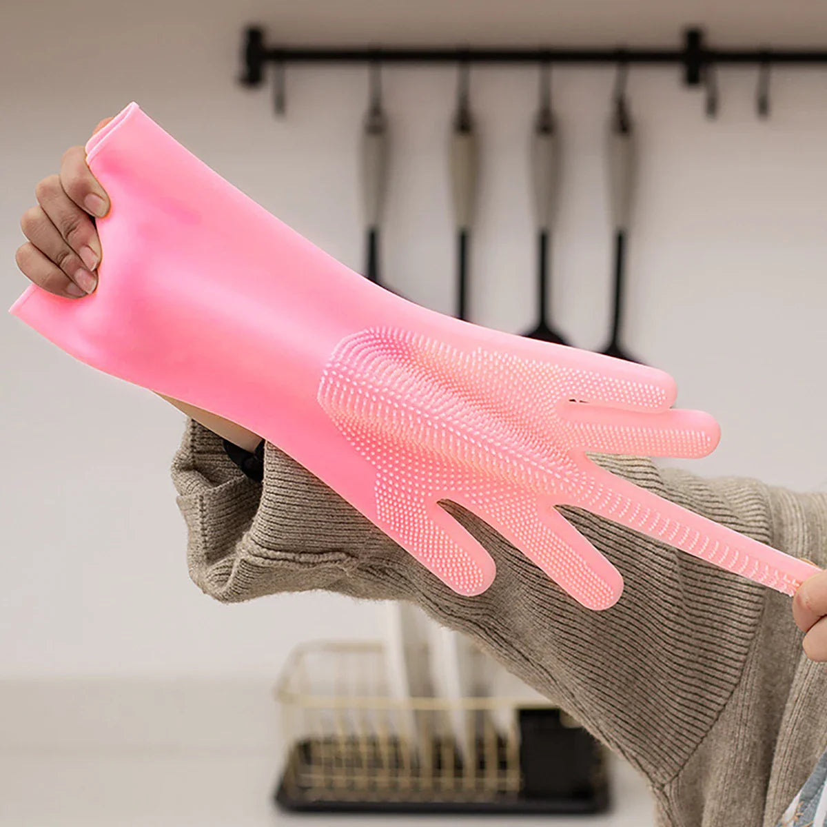 Pet Grooming Bath Gloves – Silicone Hair Remover & Scrubber