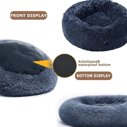Super Soft Pet Cat Bed - Plush Donut Calm Bed Washable Sleeping Artifact