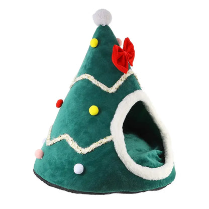 Christmas Cozy Cat House - Winter Warm Basket for Small Dogs Puppy Mat