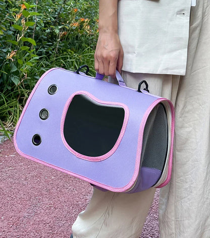 Portable Pet Carrier - Breathable Travel Comfort for Small Pets