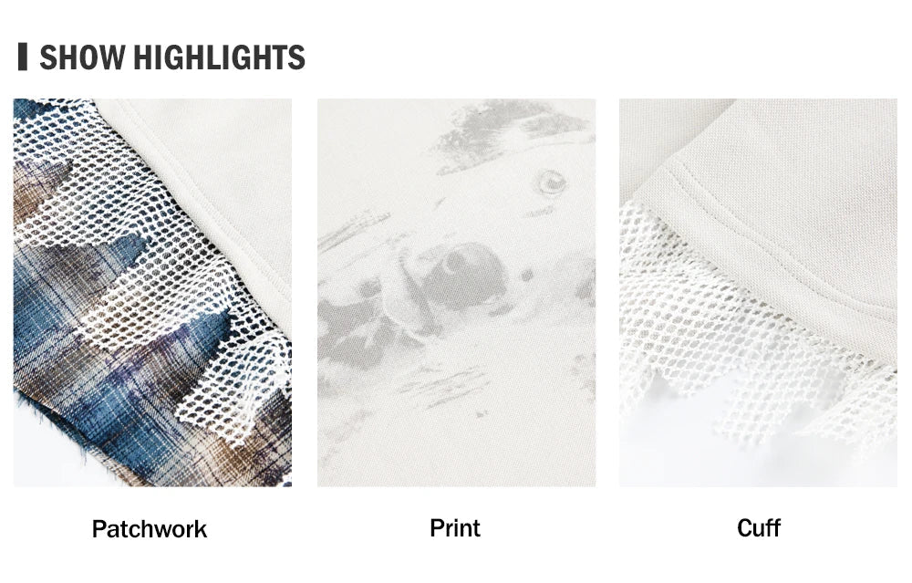 Dog Print Fake Two-Piece Men's Sweatshirt - Retro Patchwork Crew Neck - Purrfect Pet Kingdom