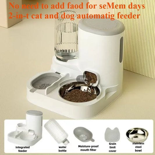 Cat Bowl Automatic Feeder - Water Dispensers Integrated Food Basin for Dogs