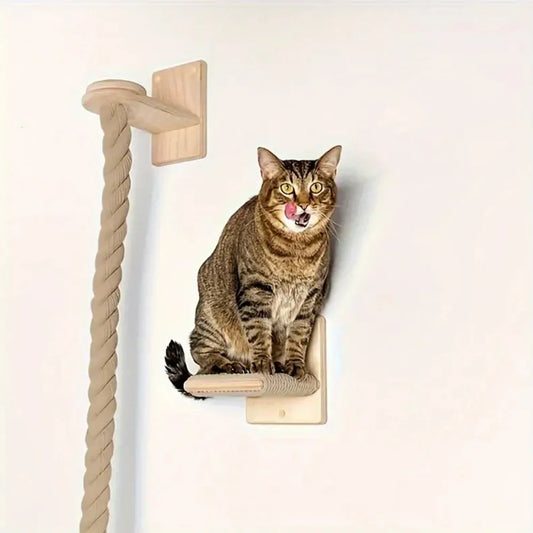 🧗 Franklin's Pick: Wall-Mounted Cat Climbing Rope - Ultimate Space-Saving Vertical Playground - Purrfect Pet Kingdom