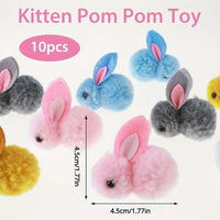 10pcs Plush Bunny Cat Toy Balls – Soft, Colorful &