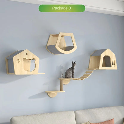 Cat Tower Wood Climbing Hammock Scratch Training 🐱