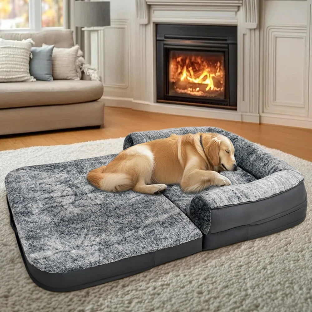 Foldable Human Dog Bed – 2-in-1 Calming Plush Sofa Lounge for Adults & Pets (Washable, Waterproof, Weighted Comfort)