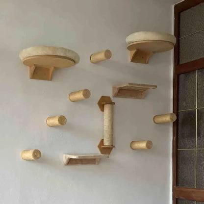 Wall Mounted Cat Tree Shelves Hammock Ladder Space Saving ✅