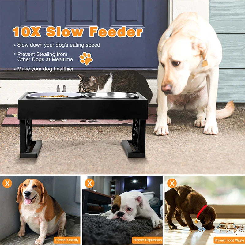 Adjustable Height Elevated Dog Bowls - Purrfect Pet Kingdom