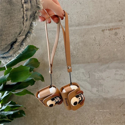 Cute Anime 3D Pilot Dog Cartoon Soft Leather Earphone Case