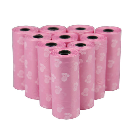 Pet Poop Bags Disposable Dog Perros Waste Bag Bulk Poop 5 Roll(75Pcs) Bags with Paw Prints Clean Pick Up Tools Pet Items - Purrfect Pet Kingdom
