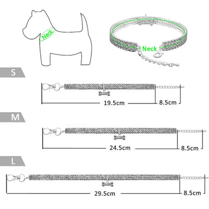 Crystal Rhinestone Dog Collar - Luxury Bone Pendant Pet Necklace