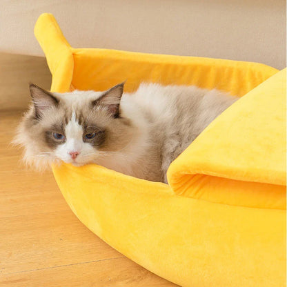 Banana-Shaped Cat Bed - Funny & Cozy Pet House