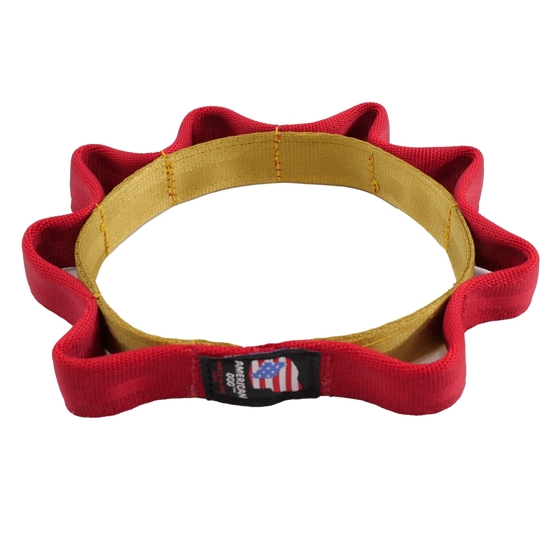Seatbelt 2 Tone Sprocket Tug Flyer - Dog Toys - American Dog - Red/Gold - sku - 44448420593923