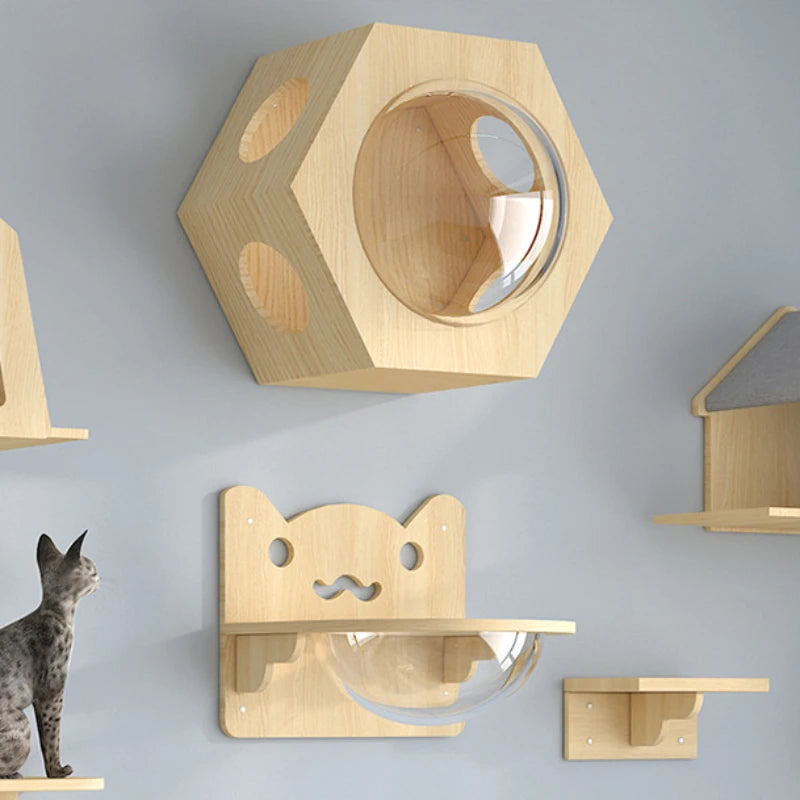 Cat Tower Wood Climbing Hammock Scratch Training 🐱