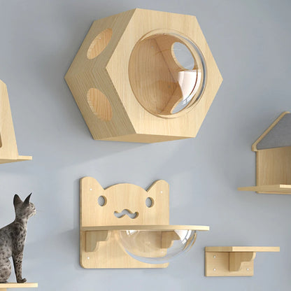 Cat Tower Wood Climbing Hammock Scratch Training 🐱