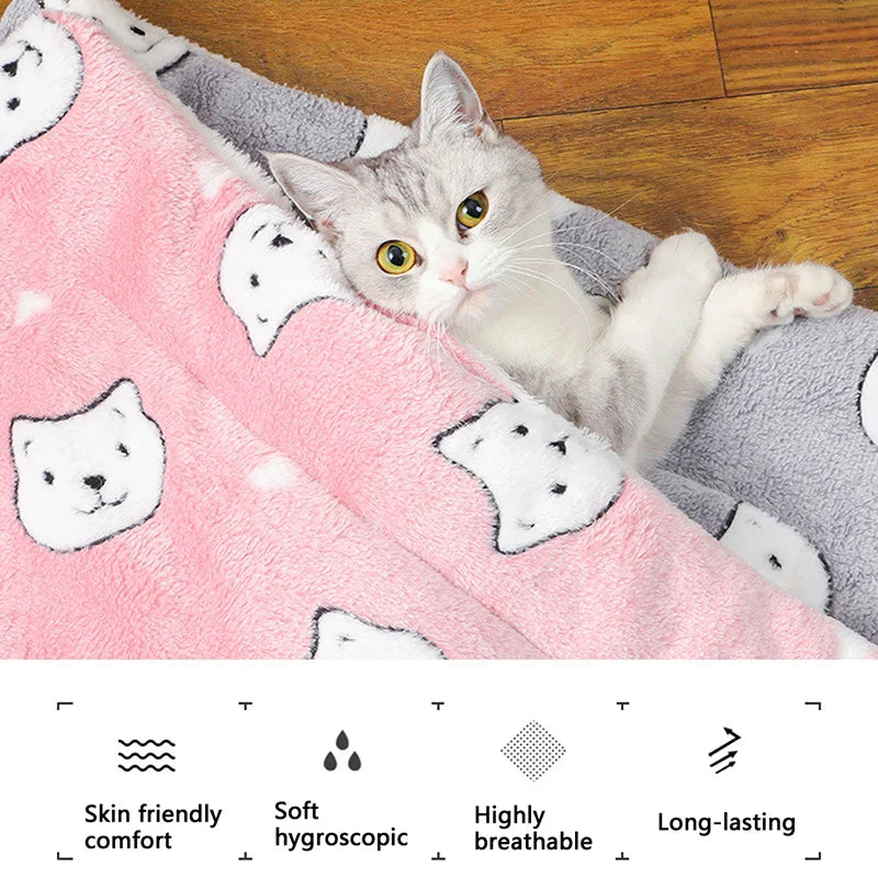 Thicken Flannel Cat Mat – Soft Winter Sleeping Cushion for Cats & Small Dogs