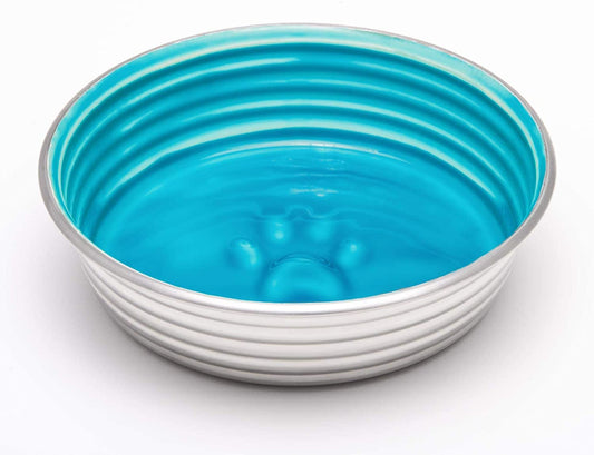 Seine Blue Stainless Steel and Ceramic Pet Bowl for Cats Dogs