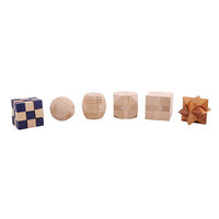 Set of 6 Mini Wooden Brain Teaser Puzzles Mind Matters