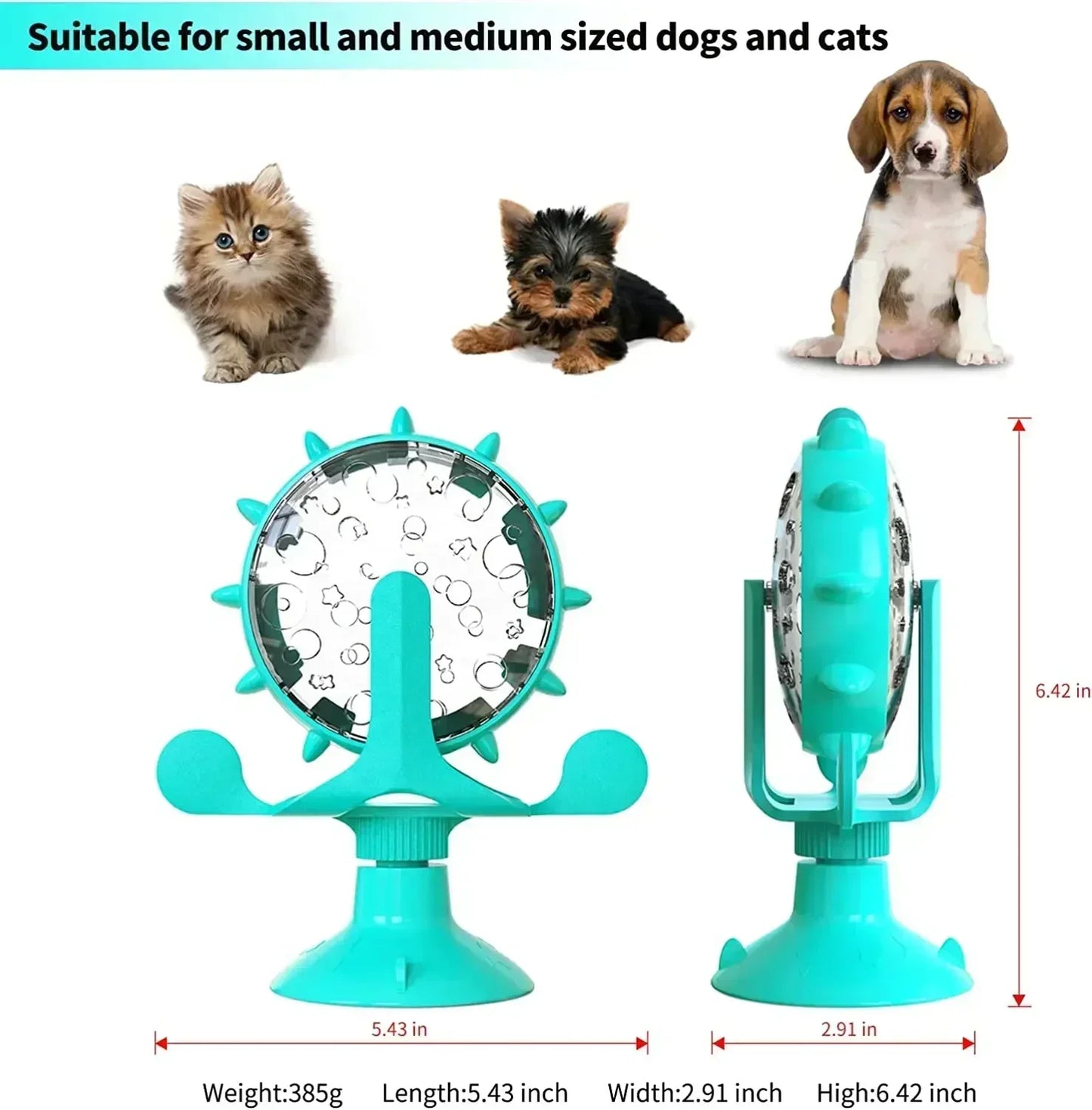 Rotating Windmill Cat Toy - Interactive Treat Dispenser Training Ball