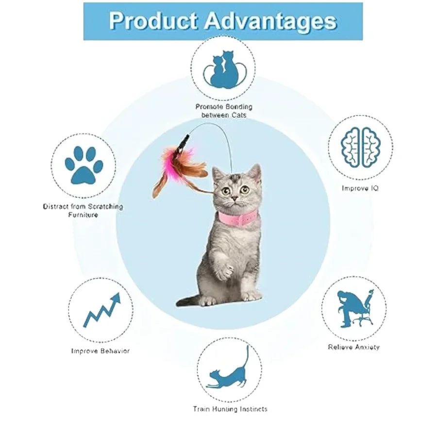 Adjustable Cat Collar Feather Teaser Toy with Bell - WTN Essentials