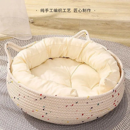 Summer Cat Bed Deep Sleep Comfort - Tent Cave Nest Indoor Mat Basket