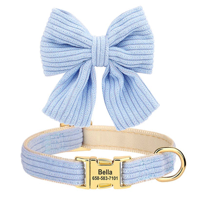Personalized Dog Collar with Bow - Custom Engraved Cuteness