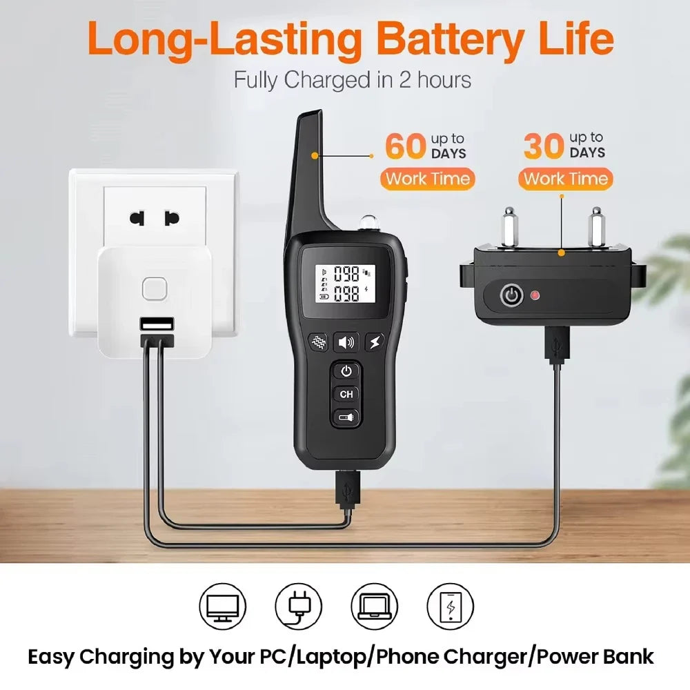 1000m Rechargeable Dog Training Collar With Remote Control