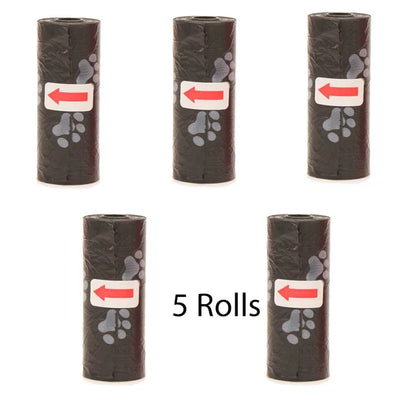 Pet Poop Bags Disposable Dog Perros Waste Bag Bulk Poop 5 Roll(75Pcs) Bags with Paw Prints Clean Pick Up Tools Pet Items - Purrfect Pet Kingdom - 5 Roll Black A - 1005004730454438 - 5 Roll Black A