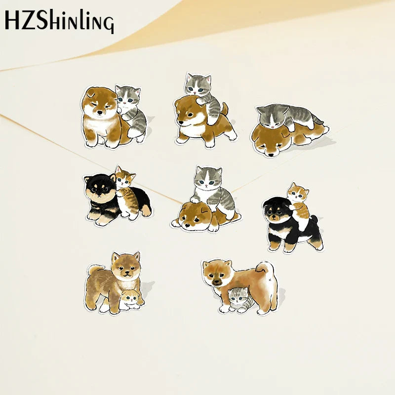 Cartoon Pet Acrylic Lapel Pin - Dogs & Cats - Purrfect Pet Kingdom