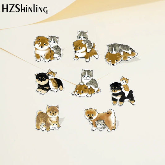 Cartoon Pet Acrylic Lapel Pin - Dogs & Cats - Purrfect Pet Kingdom