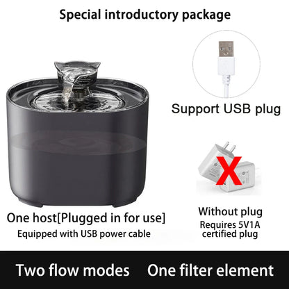 Cat Ear Pet Water Fountain — 2.2L Auto-Recirculating Filter, USB Silent Pump