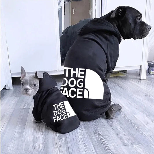 Dog Face Print Hoodie - Winter Jacket for Large Dogs