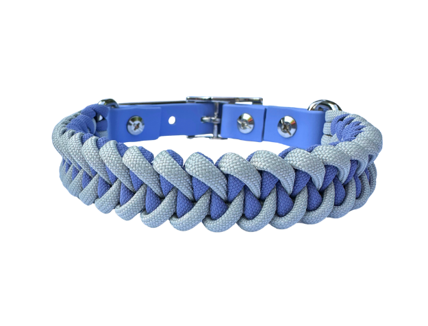 Fishtail Hand Braided Dog Collar in Lavender & Smoke