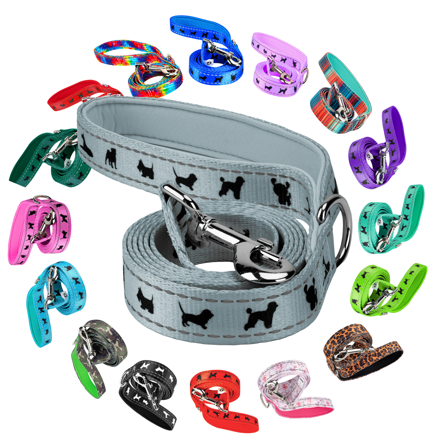 Dog Leash EcoBark Gray Leash- Padded Comfort Grip Leash 4ft - gallery product image for dog leash
