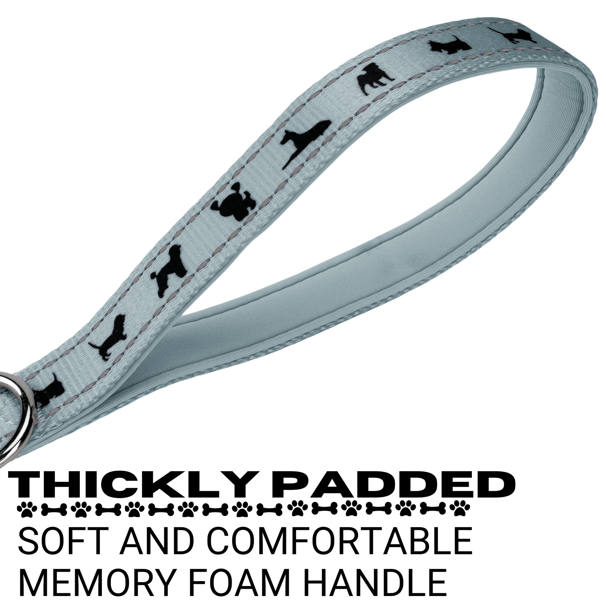 Dog Leash EcoBark Gray Leash- Padded Comfort Grip Leash 4ft - gallery product image for dog leash